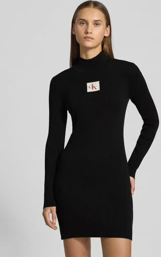 Calvin Klein Gebreide jurk LS T NECK MINI DRESS Met ronde hals getailleerd - Foto 8
