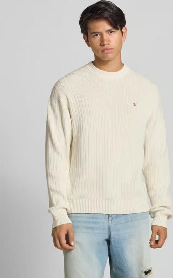 Calvin Klein Jeans Oversized gebreide pullover met ribboorden - Foto 3