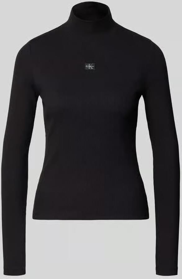 Calvin Klein Shirttop LS WOVEN LABEL TURTLENECK Met ronde hals regular fit - Foto 11
