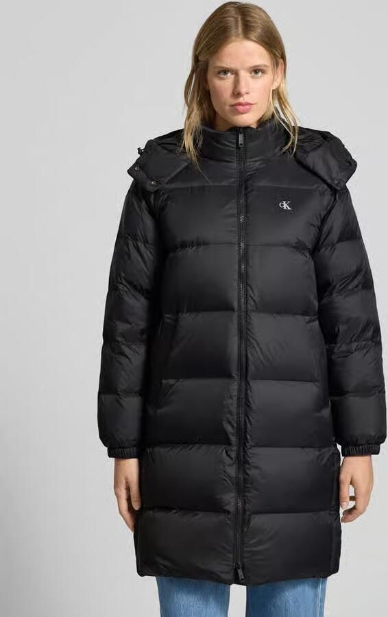 Calvin Klein Jeans Regular fit gewatteerde lange jas met logoprint model 'Essential'