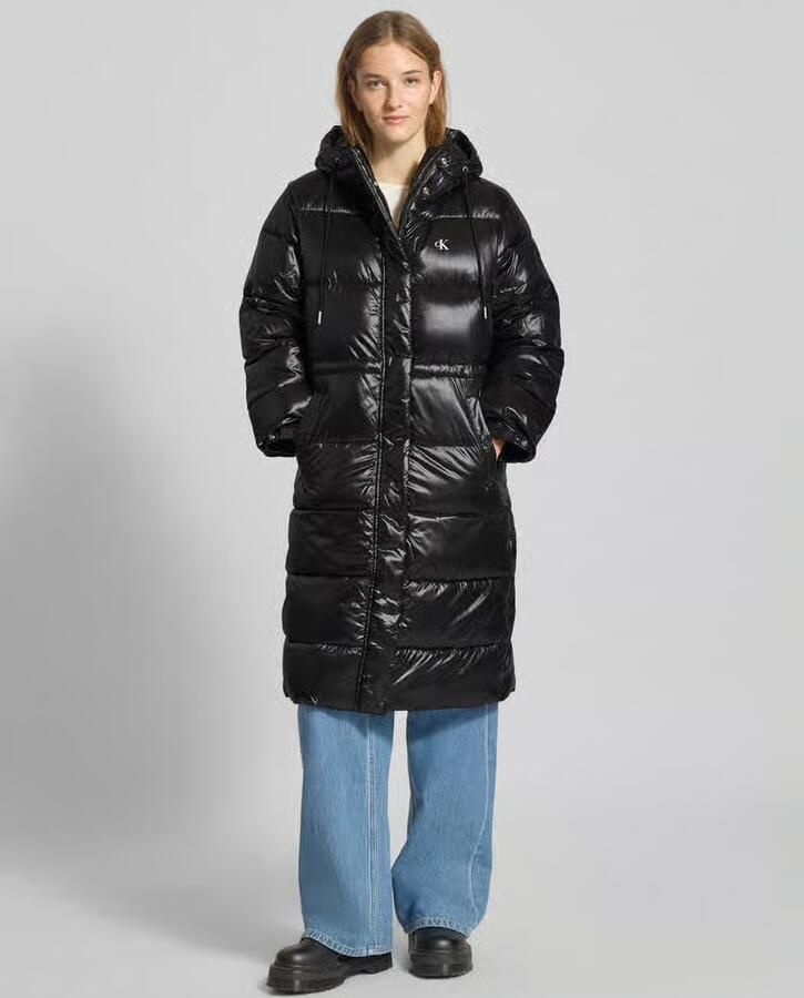 Calvin Klein Jeans Regular fit gewatteerde lange jas met logoprint model 'Shine' - Foto 3
