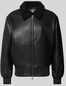 Calvin Klein Jeans Regular fit Jack in leerlook met platte kraag
