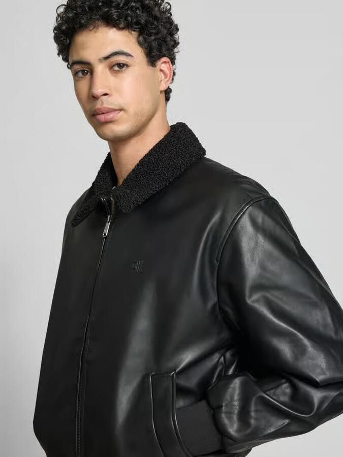 Calvin Klein Jeans Regular fit Jack in leerlook met platte kraag - Foto 2