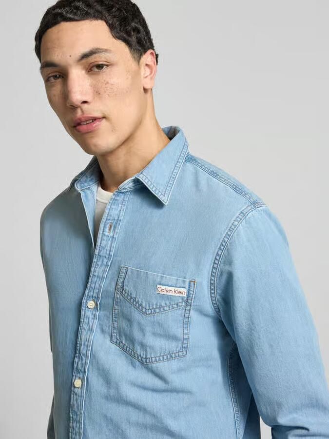 Calvin Klein Jeans regular fit jeanshemd met labeldetail