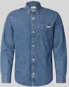 Calvin Klein Jeans Regular fit denimshirt met borstzak en labeldetail - Foto 2