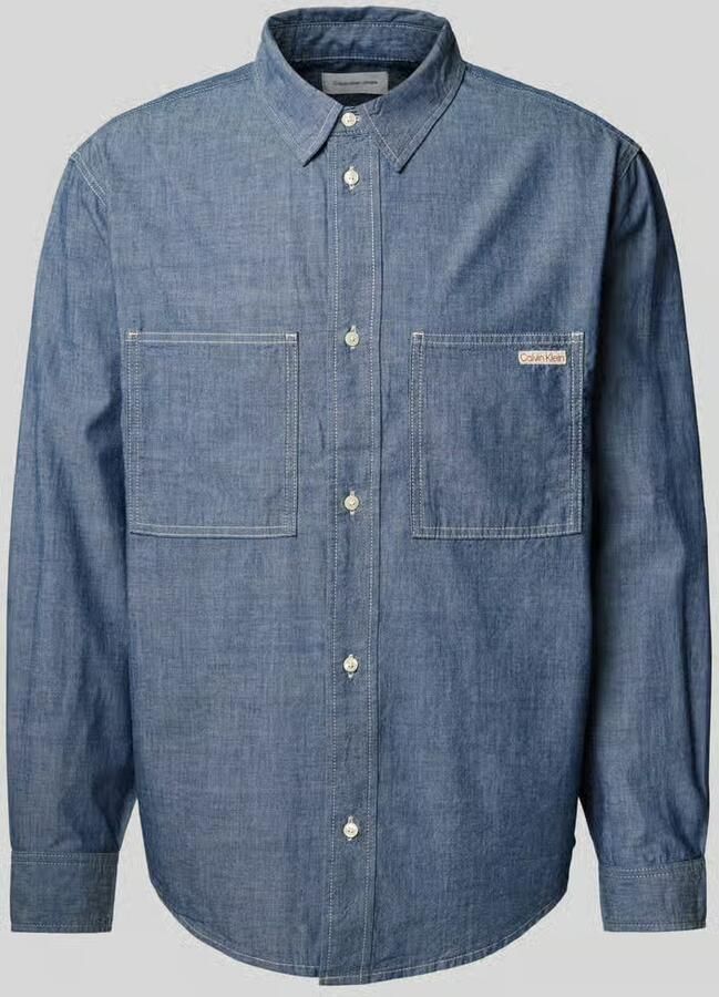 Calvin Klein Jeans Regular fit vrijetijdsoverhemd met labeldetail model 'EASY CHAMBRAY' - Foto 2
