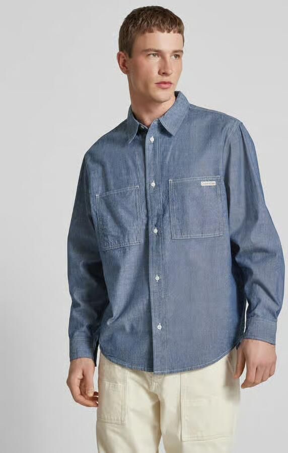 Calvin Klein Jeans Regular fit vrijetijdsoverhemd met labeldetail model 'EASY CHAMBRAY' - Foto 4
