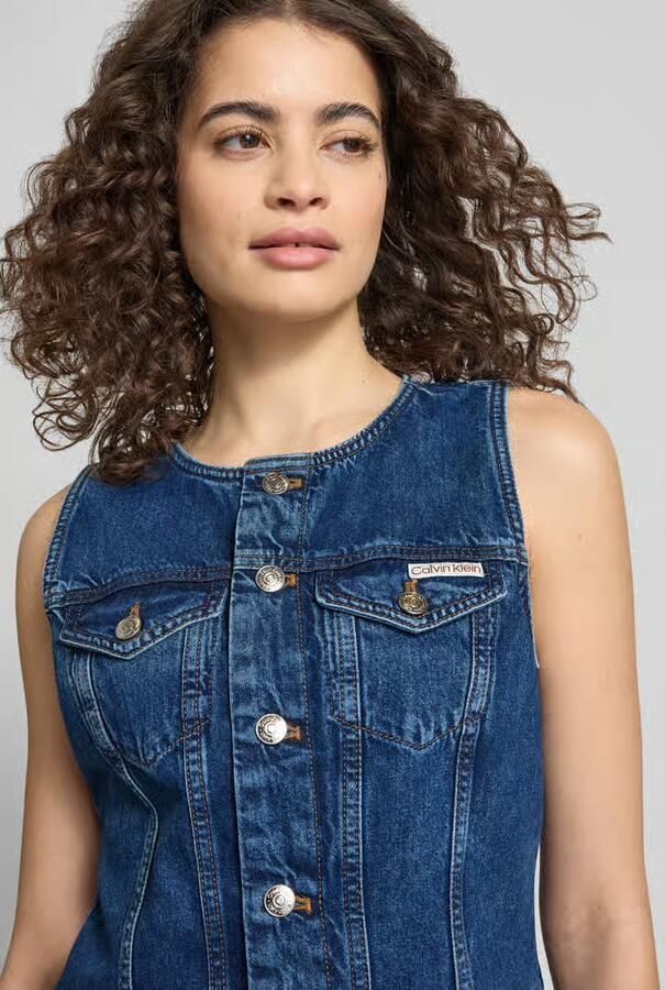 Calvin Klein Jeans Regular fit mini-jurk in Denimlook met Logopatch
