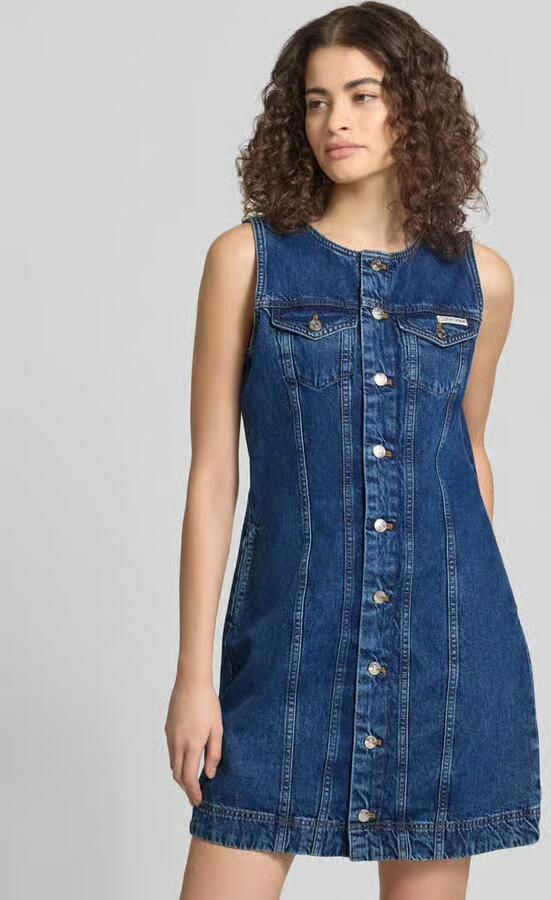 Calvin Klein Jeans Regular fit mini-jurk in Denimlook met Logopatch - Foto 3