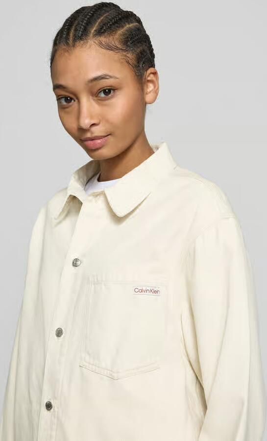 Calvin Klein Jeans Regular fit overhemdblouse van katoenmix met linnen - Foto 2