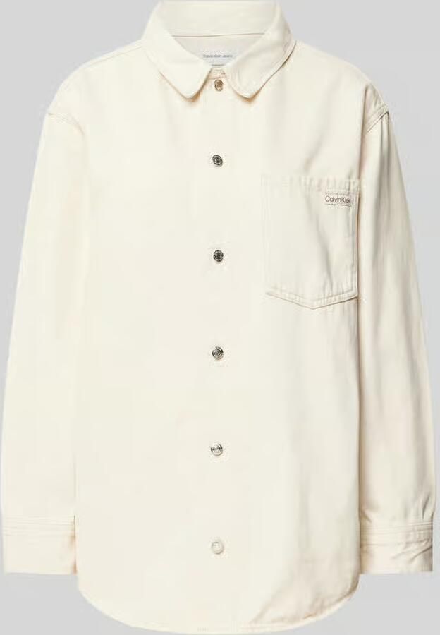 Calvin Klein Jeans Regular fit overhemdblouse van katoenmix met linnen