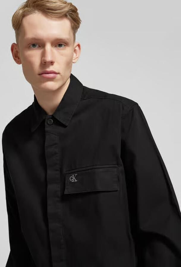Calvin Klein Jeans Geregenereerd Katoenen Overhemd met Lange Mouwen Black Heren