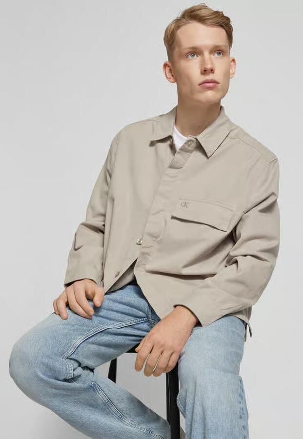 Calvin Klein Jeans Regular fit overhemdjack met labelstitching