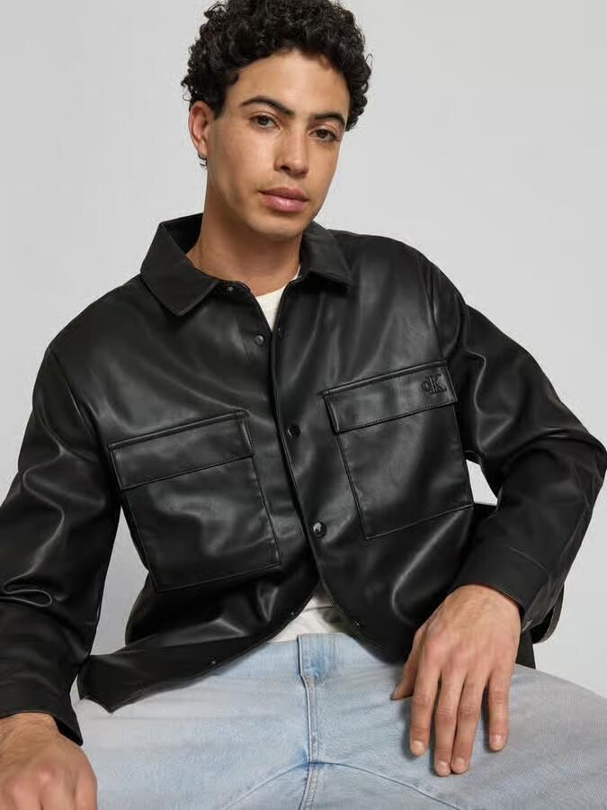 Calvin Klein Jeans regular fit overshirt in lederlook - Foto 2
