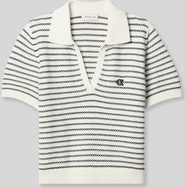 Calvin Klein Jeans regular fit poloshirt van katoenmix in tricotlook