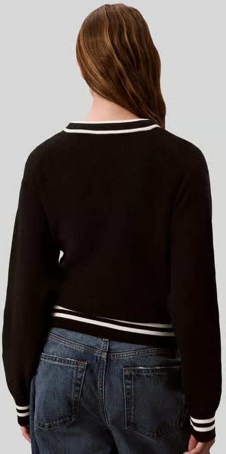 Calvin Klein Jeans Regular fit pullover van puur katoen met contrasterende strepen - Foto 3