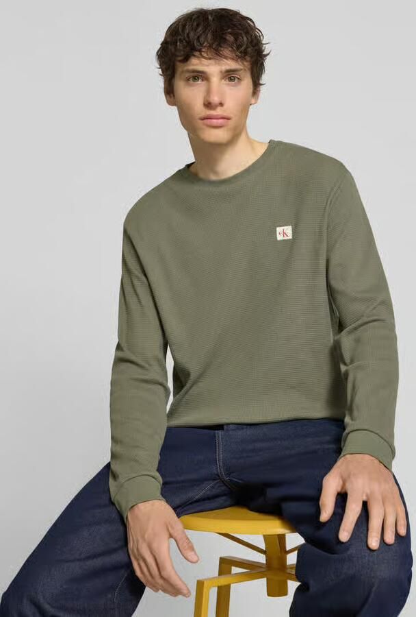 Calvin Klein Jeans regular fit shirt met lange mouwen van katoenmix