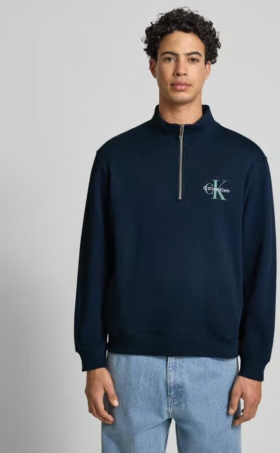 Calvin Klein Sweatshirt LS EU 350TERRY MICRO MONOLOGO QT Regular fit opstaande kraag en ritssluiting - Foto 8