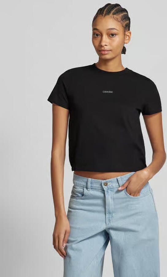 CALVIN KLEIN Dames Tops & T-shirts Placed Institutional Baby Tee Zwart - Foto 9
