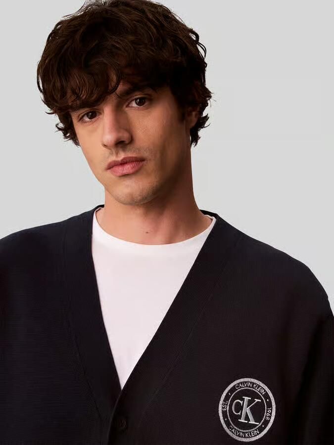 Calvin Klein Jeans relaxed fit gebreid jack van pure katoen met gestikt logo
