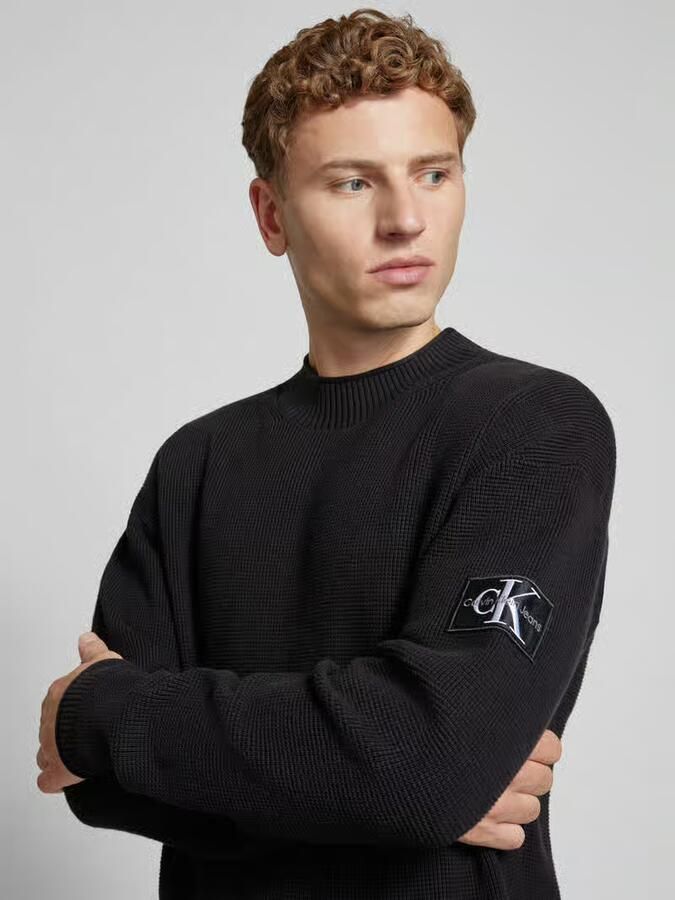 Calvin Klein Katoenen Hoodie met Logo-Detail en Halve Rits Black Heren