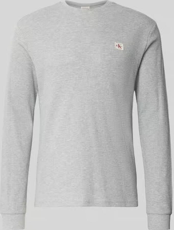 CALVIN KLEIN JEANS regular T-shirt met ingebreid patroon grijs - Foto 8