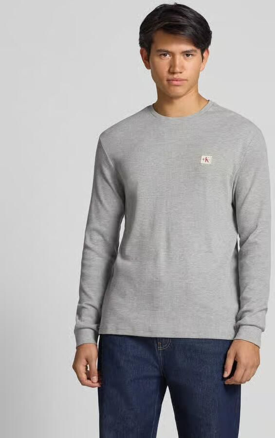 CALVIN KLEIN JEANS regular T-shirt met ingebreid patroon grijs - Foto 10
