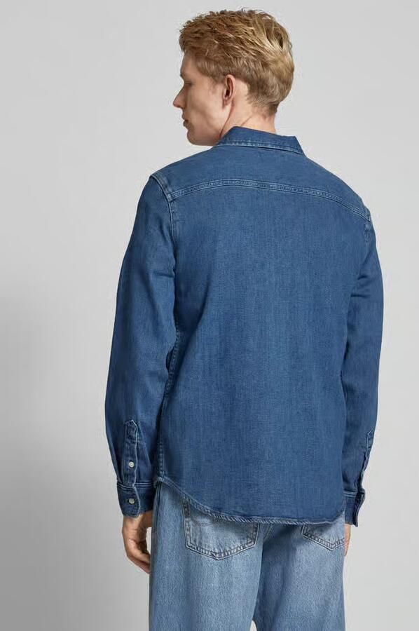 Calvin Klein Slim Denim Overshirt Stijlvol Donkerblauw Blue Heren