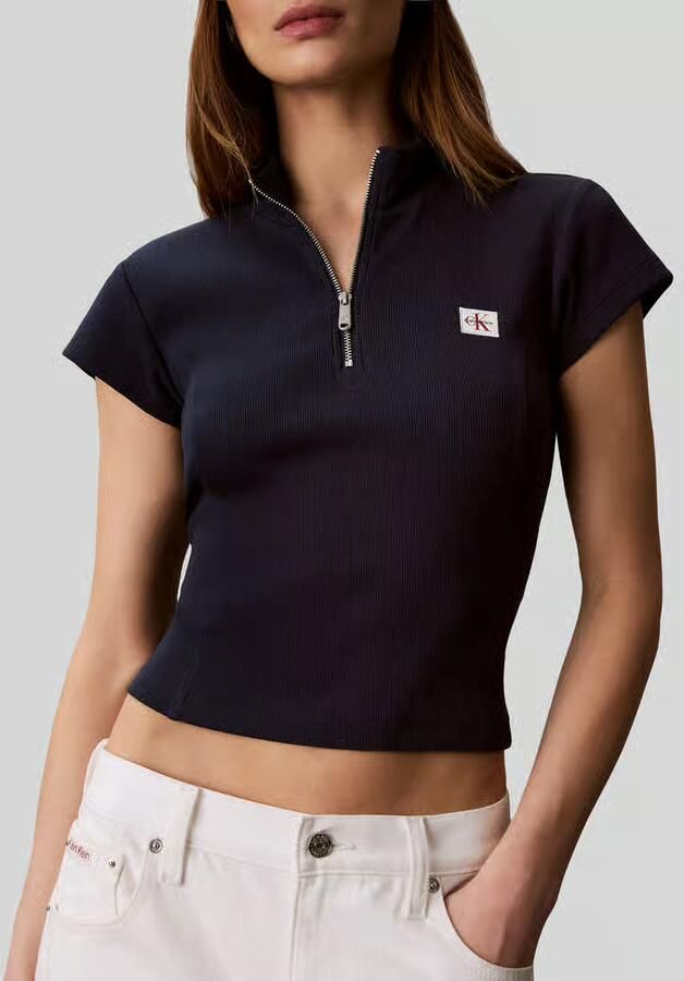 Calvin Klein Jeans slim fit kort T-shirt van katoenmix - Foto 2