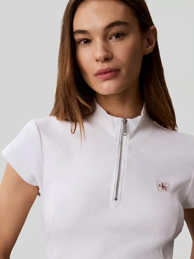 Calvin Klein Jeans slim fit kort T-shirt van katoenmix