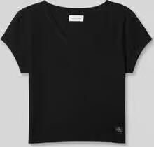 Calvin Klein T-shirt A- SS WOVEN LABEL RIB VNECK TEE - Foto 8