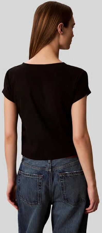 Calvin Klein T-shirt A- SS WOVEN LABEL RIB VNECK TEE - Foto 9