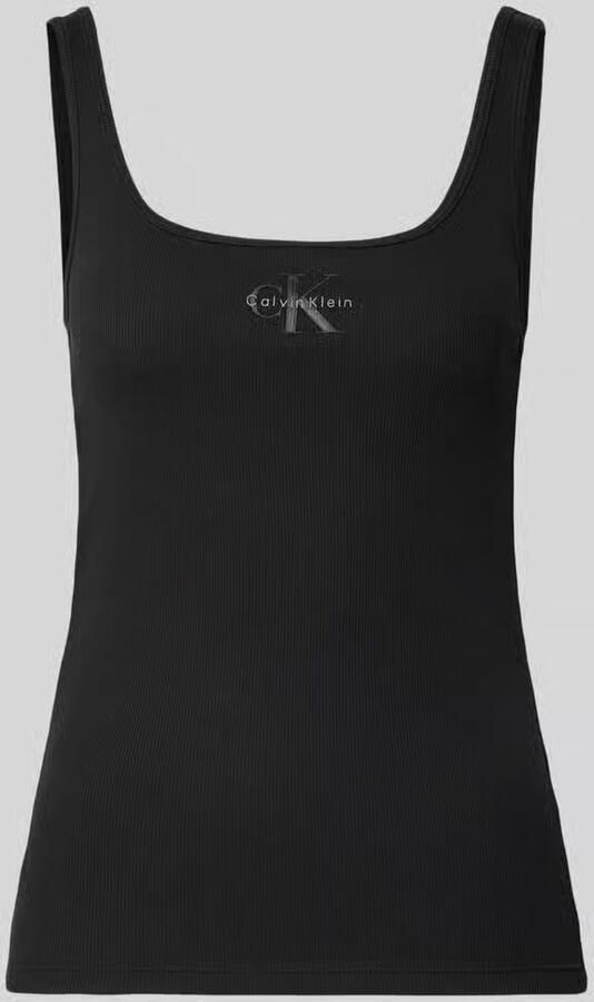 Calvin Klein Jeans Slim fit top met logoprint model 'Scoop'