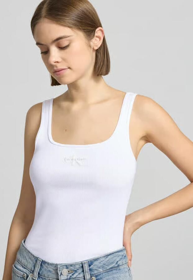 Calvin Klein Jeans Slim fit top met logoprint model 'Scoop' - Foto 2