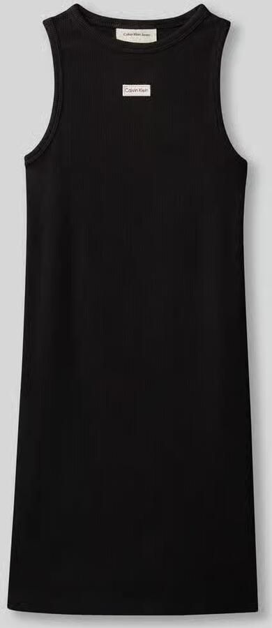 Calvin Klein Jeans Smal t-shirtjurk in riblook