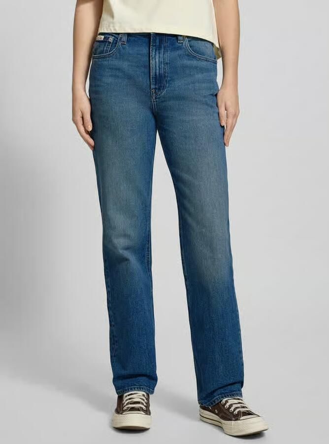 CALVIN KLEIN JEANS high waist straight leg jeans medium blue denim - Foto 4