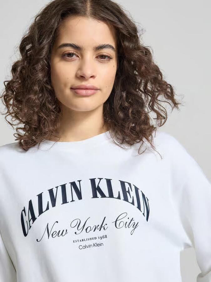 CALVIN KLEIN Dames Truien & Vesten Logo Graphic Crewneck Sweatshirt Wit - Foto 7