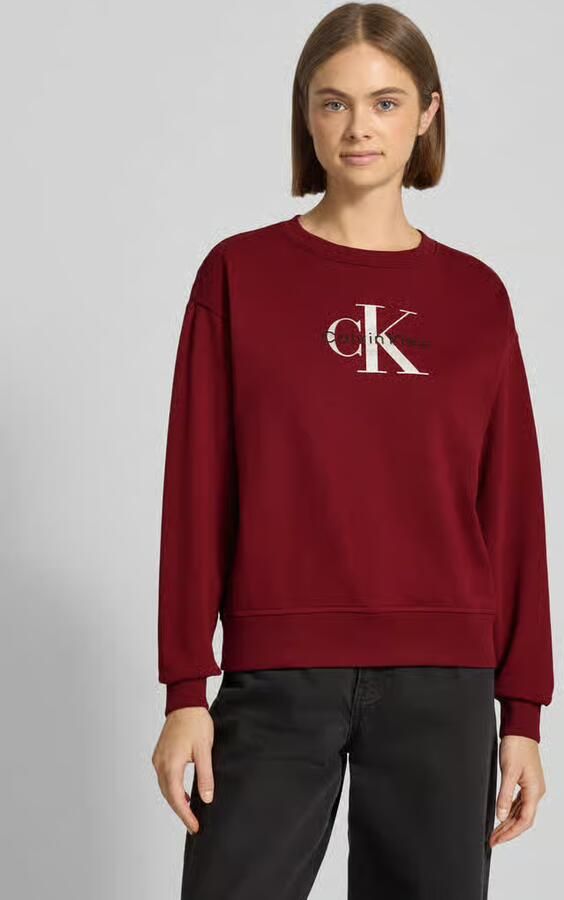 CALVIN KLEIN Dames Truien & Vesten Ls Monologo French Terry Rlxd Cr Bordeaux - Foto 12