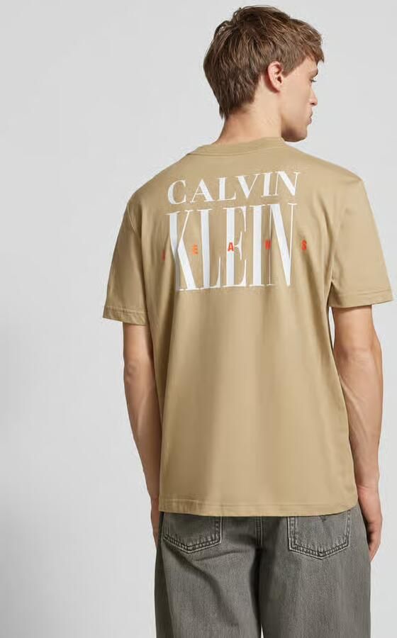 Calvin Klein Jeans T-shirt met geribde ronde hals