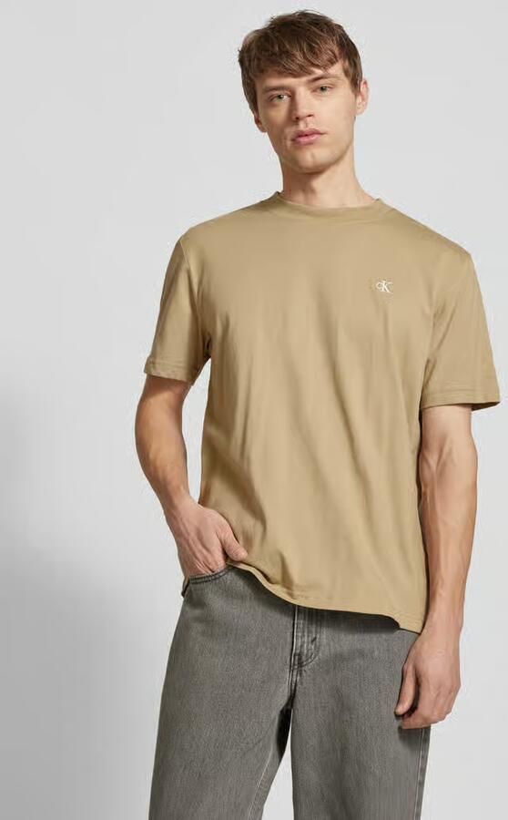 Calvin Klein Jeans T-shirt met geribde ronde hals - Foto 2