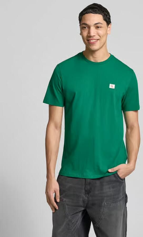 CALVIN KLEIN Heren Polo's & T-shirts Ss Badge 30s Jersey Classic Tee Groen - Foto 8