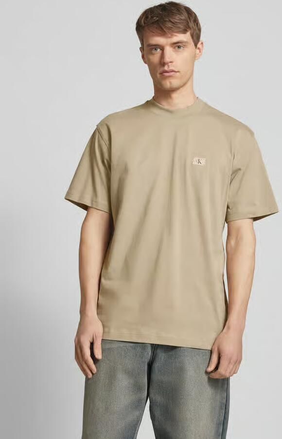 CALVIN KLEIN Heren Polo's & T-shirts Woven Label Relaxed Tee Beige - Foto 7