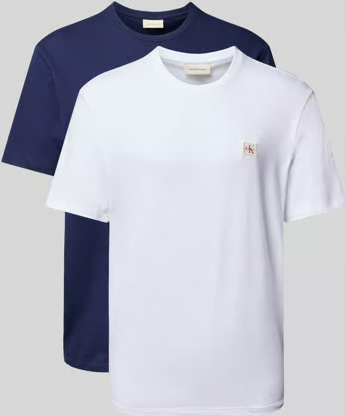 Calvin Klein Jeans T-shirt met labeldetail in een set van 2 stuks