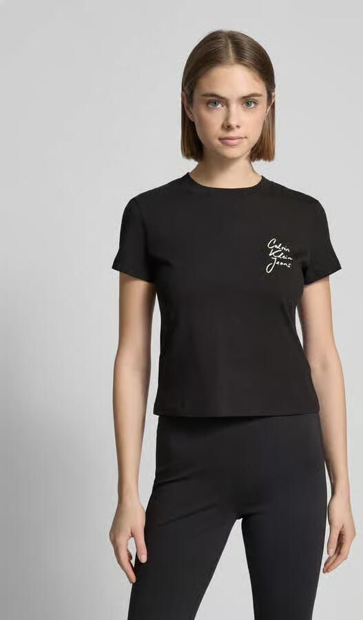 Calvin Klein Jeans Zwarte Katoenen Dames T-shirt Lente Zomer Black Dames - Foto 2