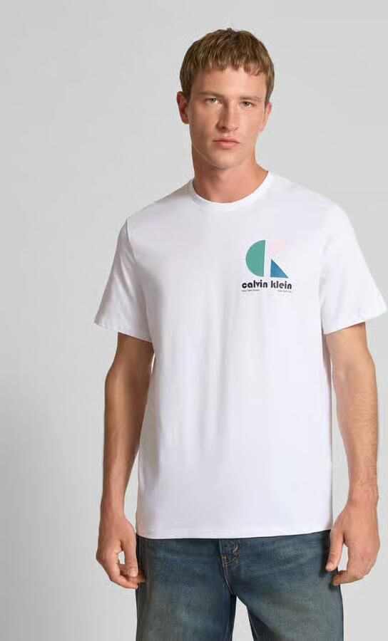 CALVIN KLEIN Heren Polo's & T-shirts Ss 20s Ck Bhs Lg Grp Wit - Foto 9