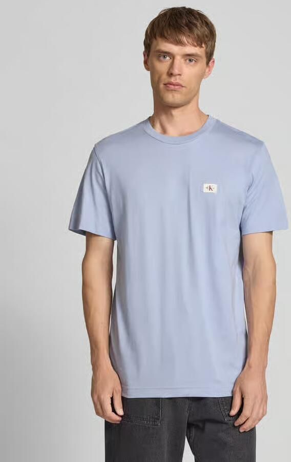 CALVIN KLEIN Heren Polo's & T-shirts Woven Label Regular Tee Blauw - Foto 2
