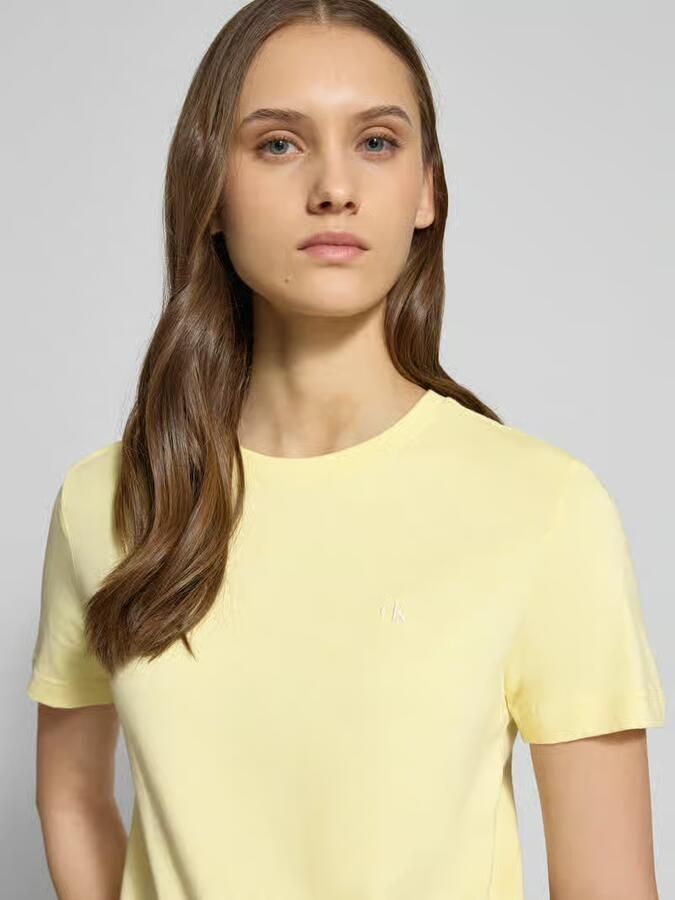 Calvin Klein Jeans T-shirt met ronde hals en labelstitching - Foto 2