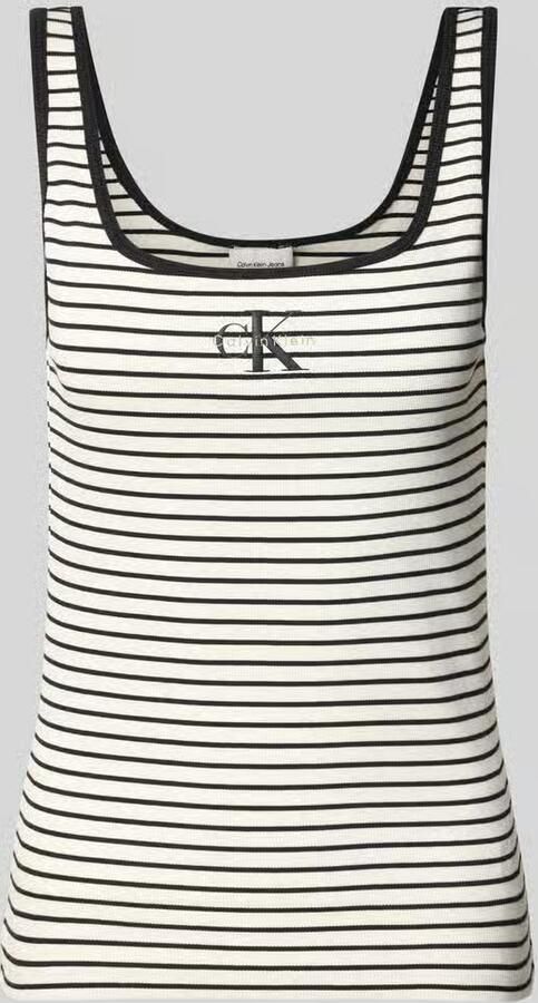 Calvin Klein Jeans Top met bandjes in ribbel-look met logo - Foto 5
