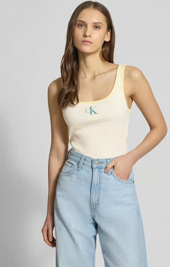Calvin Klein Jeans Top met bandjes in ribbel-look met logo - Foto 3