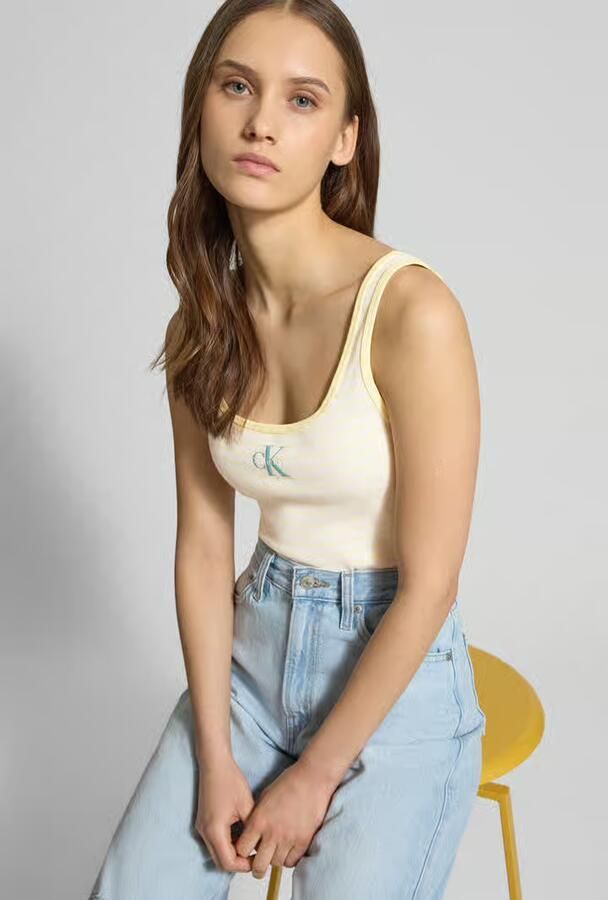 Calvin Klein Jeans Top met bandjes in riblook met logo - Foto 2